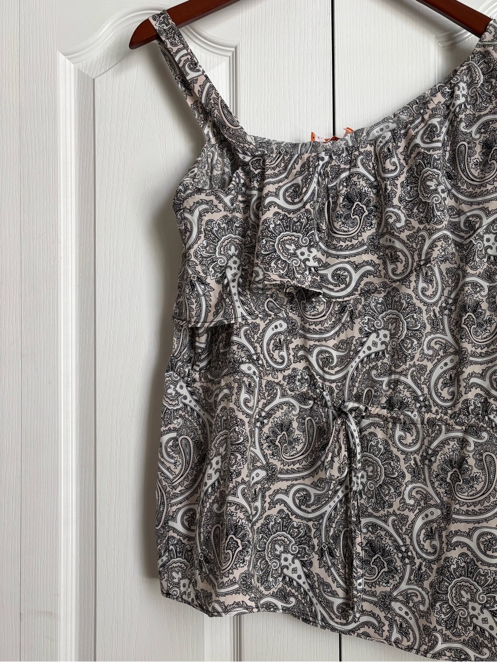 Gigi Parker One-Shoulder Paisley Ruffle blouse